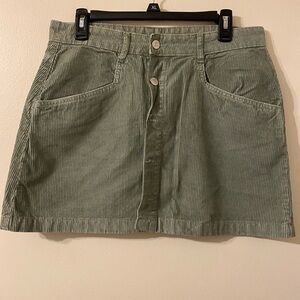 Free People Sage Green Corduroy Mini Skirt Size 12